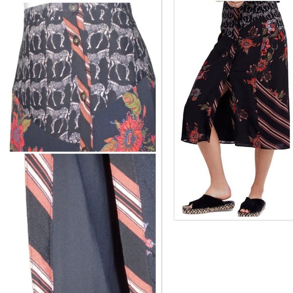 Free People Women's Boho Safari Long Skirt Size 0 - Picture 3 of 8